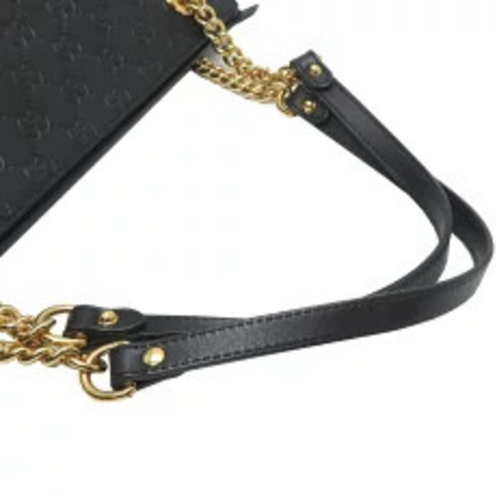Gucci Guccissima Chain Shoulder Tote Bag Leather Black - Picture 5 of 6